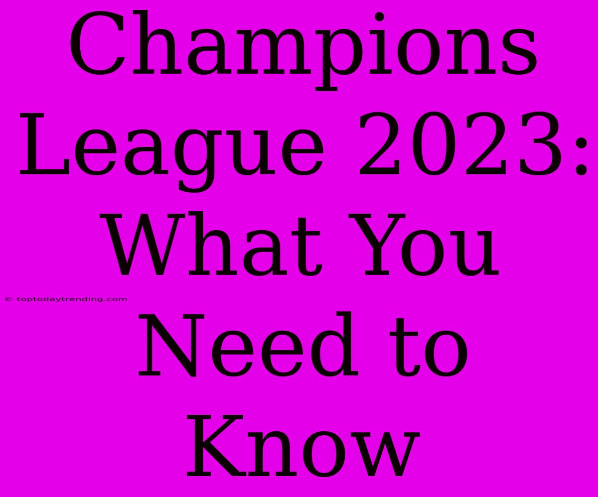 Champions League 2023: What You Need To Know