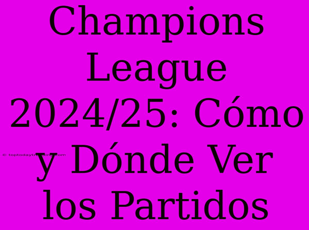 Champions League 2024/25: Cómo Y Dónde Ver Los Partidos