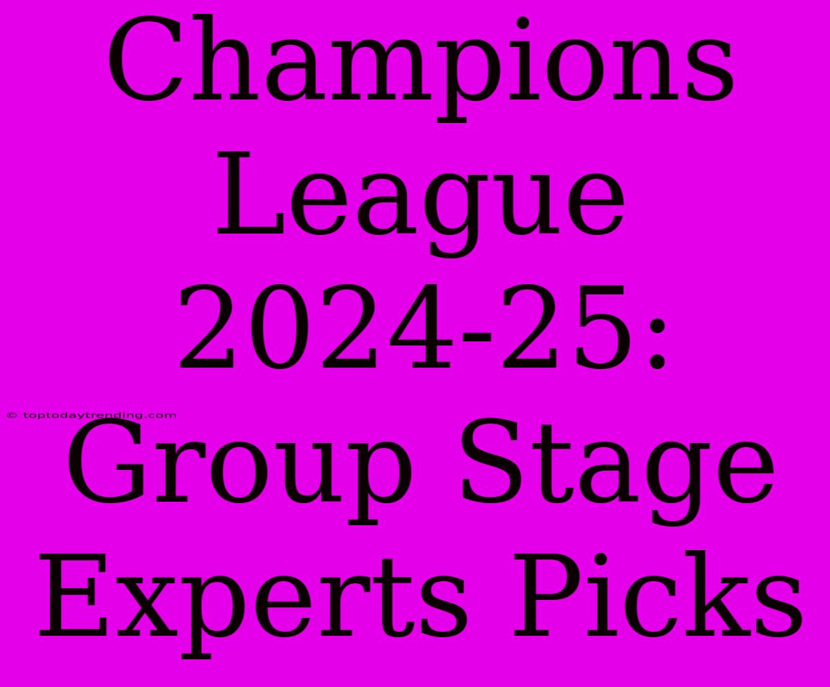 Champions League 2024-25: Group Stage Experts Picks