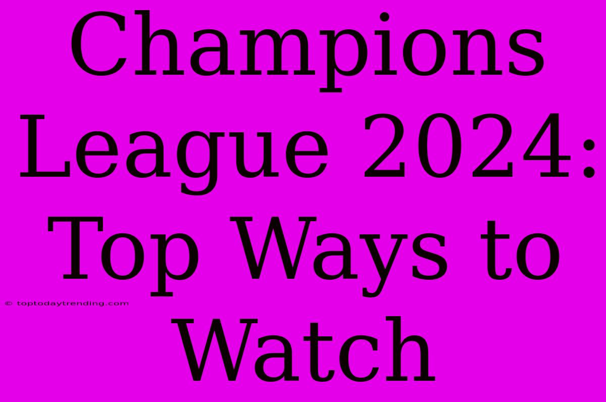 Champions League 2024: Top Ways To Watch