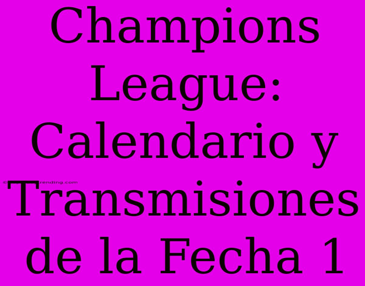 Champions League: Calendario Y Transmisiones De La Fecha 1