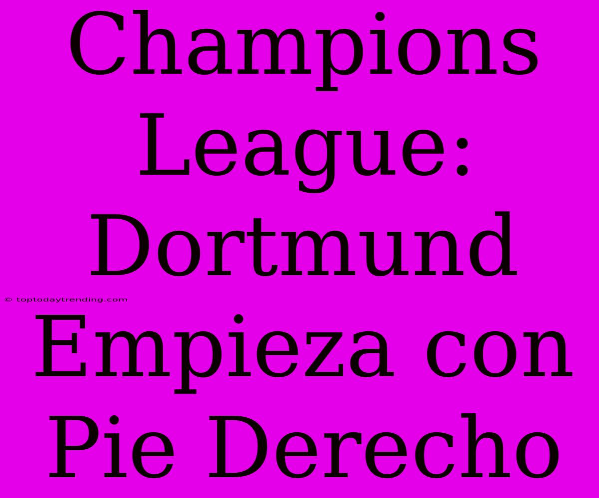 Champions League: Dortmund Empieza Con Pie Derecho