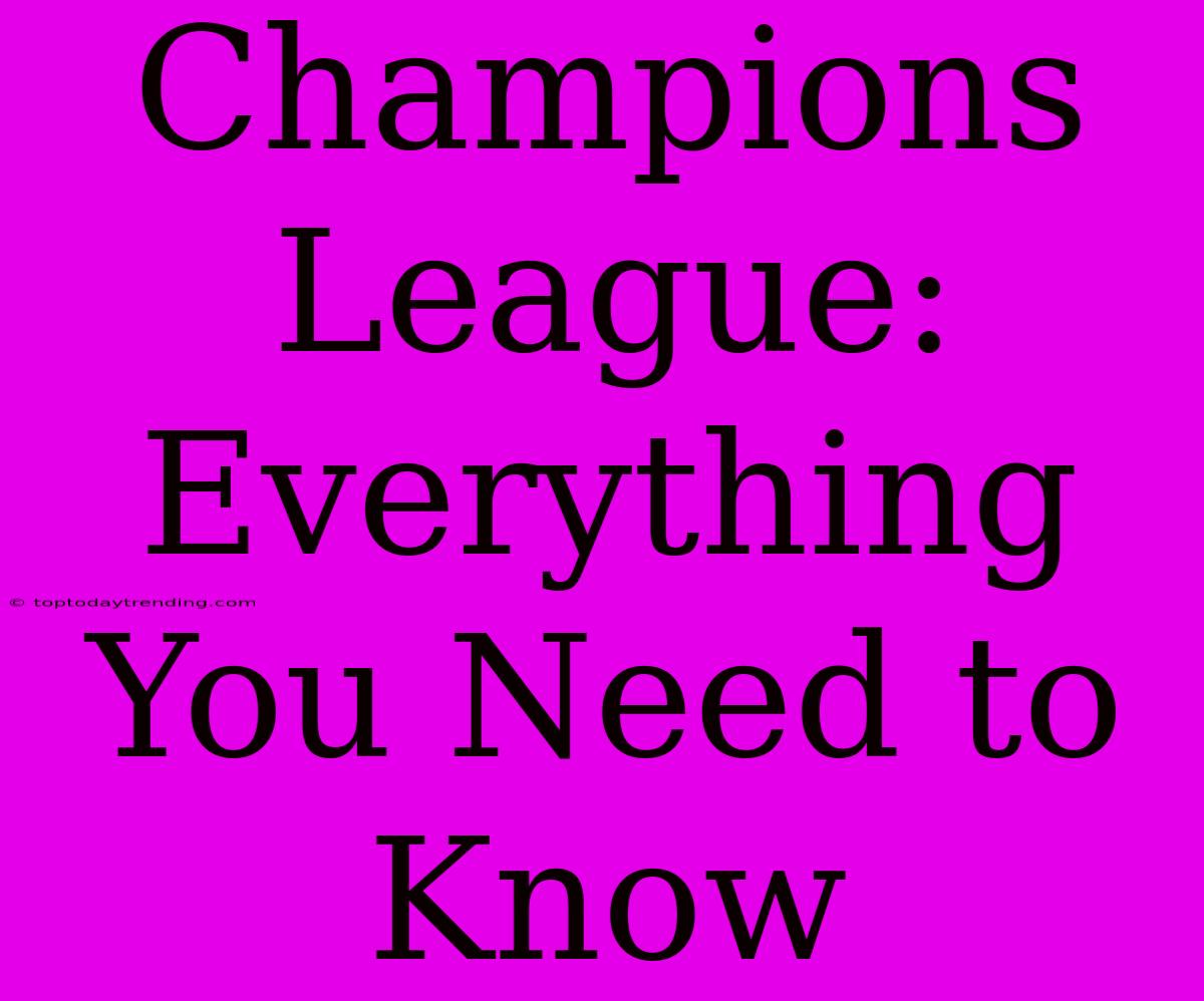 Champions League: Everything You Need To Know