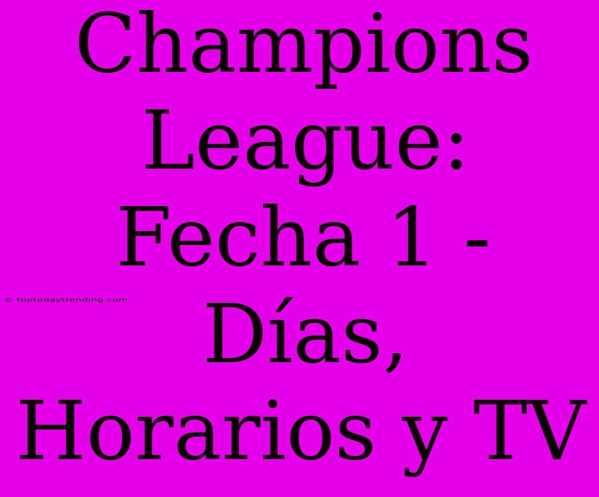 Champions League: Fecha 1 - Días, Horarios Y TV