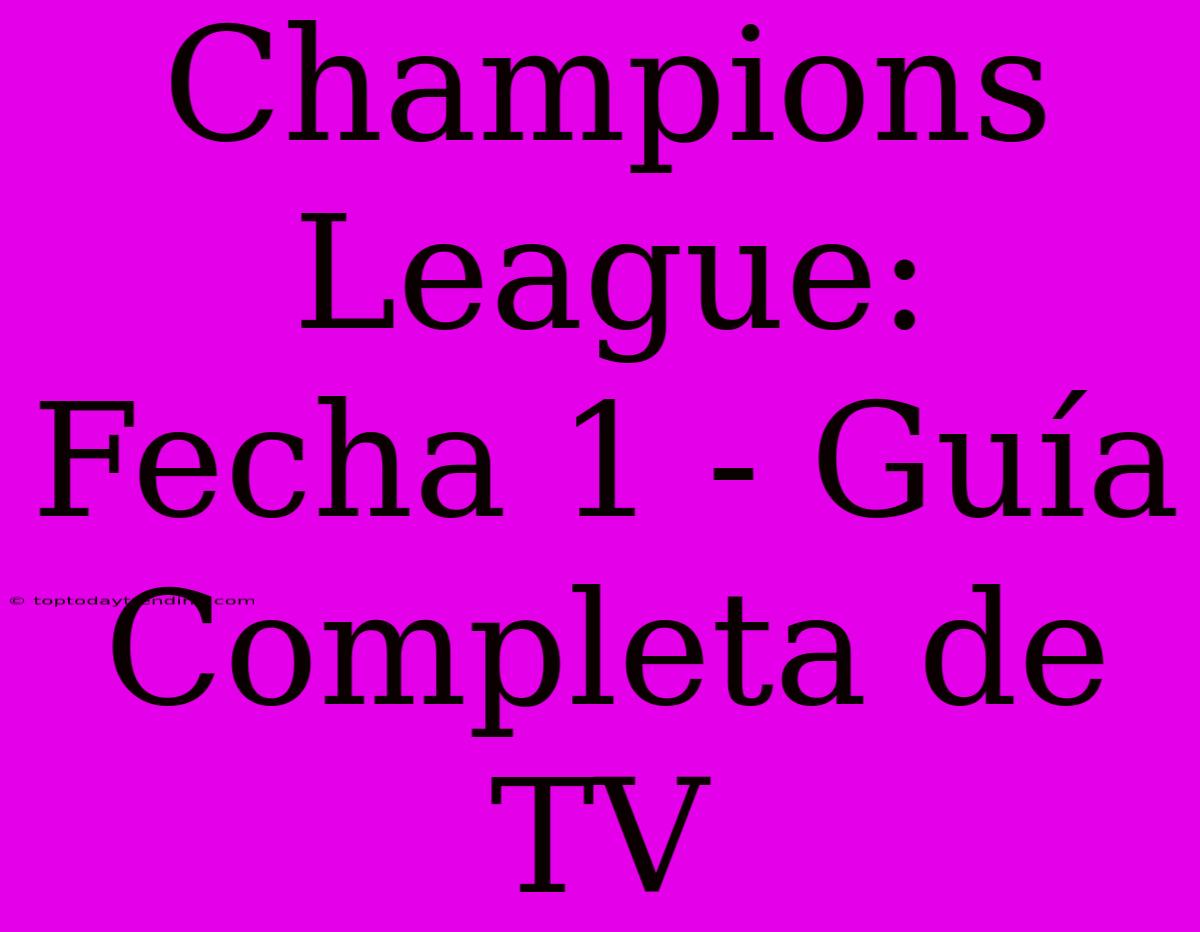 Champions League: Fecha 1 - Guía Completa De TV