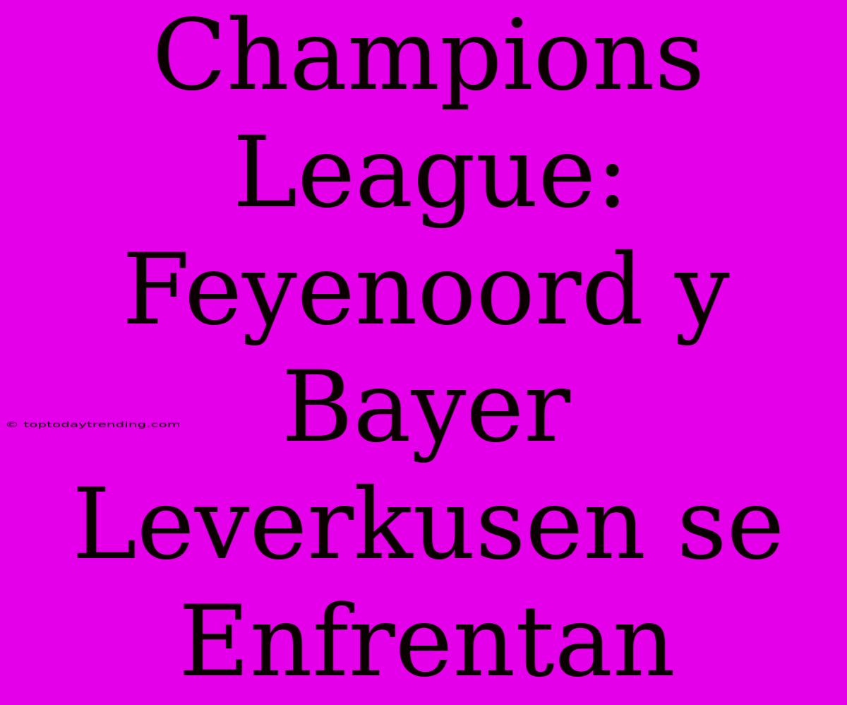 Champions League: Feyenoord Y Bayer Leverkusen Se Enfrentan