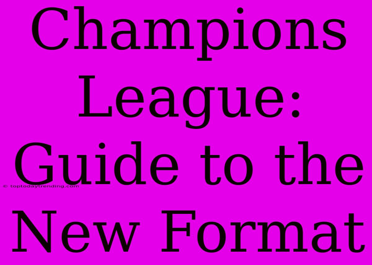 Champions League: Guide To The New Format