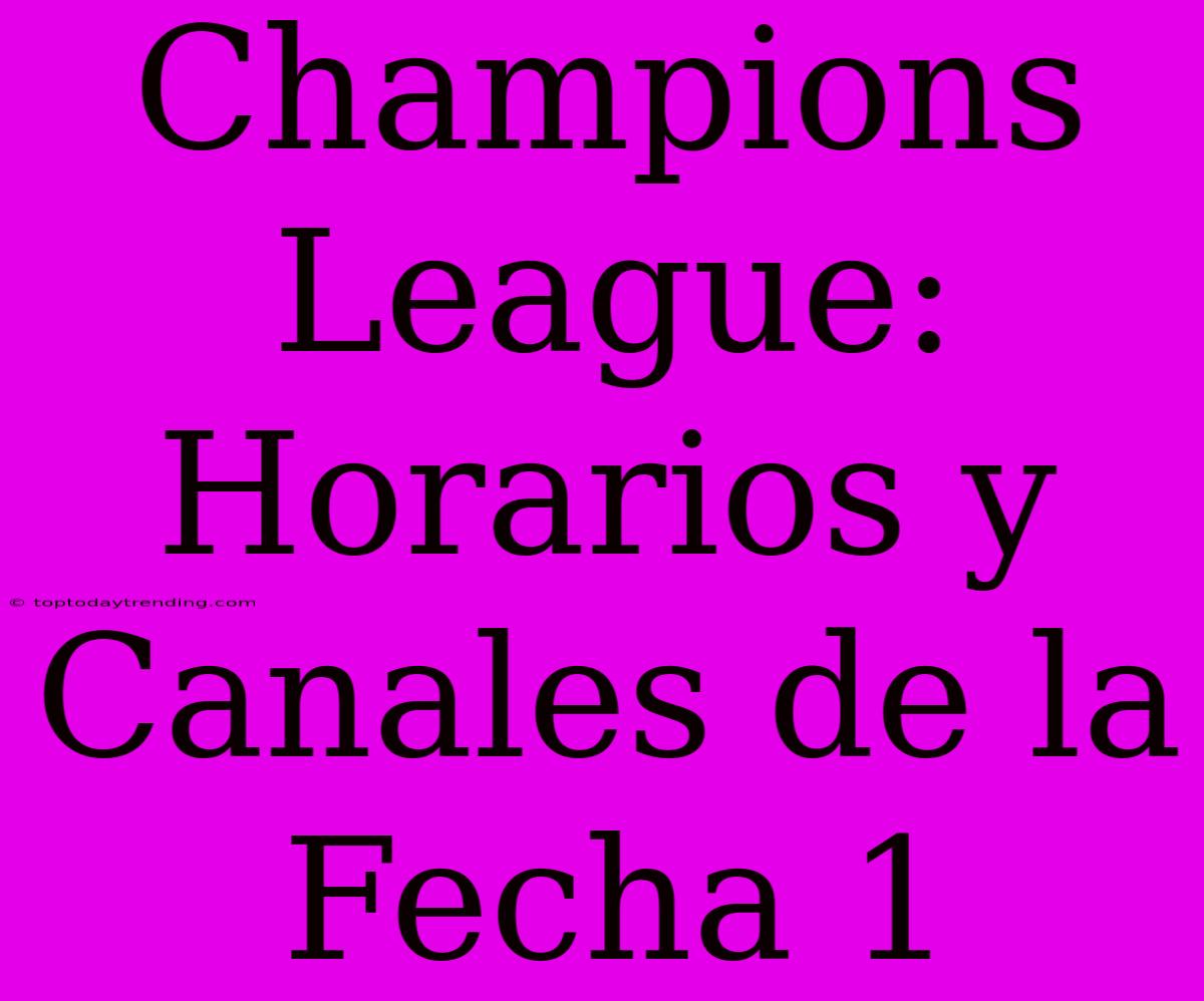 Champions League: Horarios Y Canales De La Fecha 1