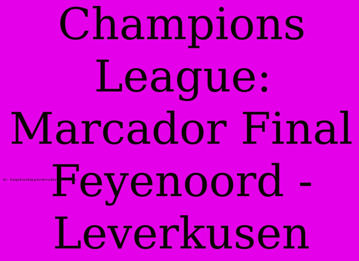 Champions League: Marcador Final Feyenoord - Leverkusen