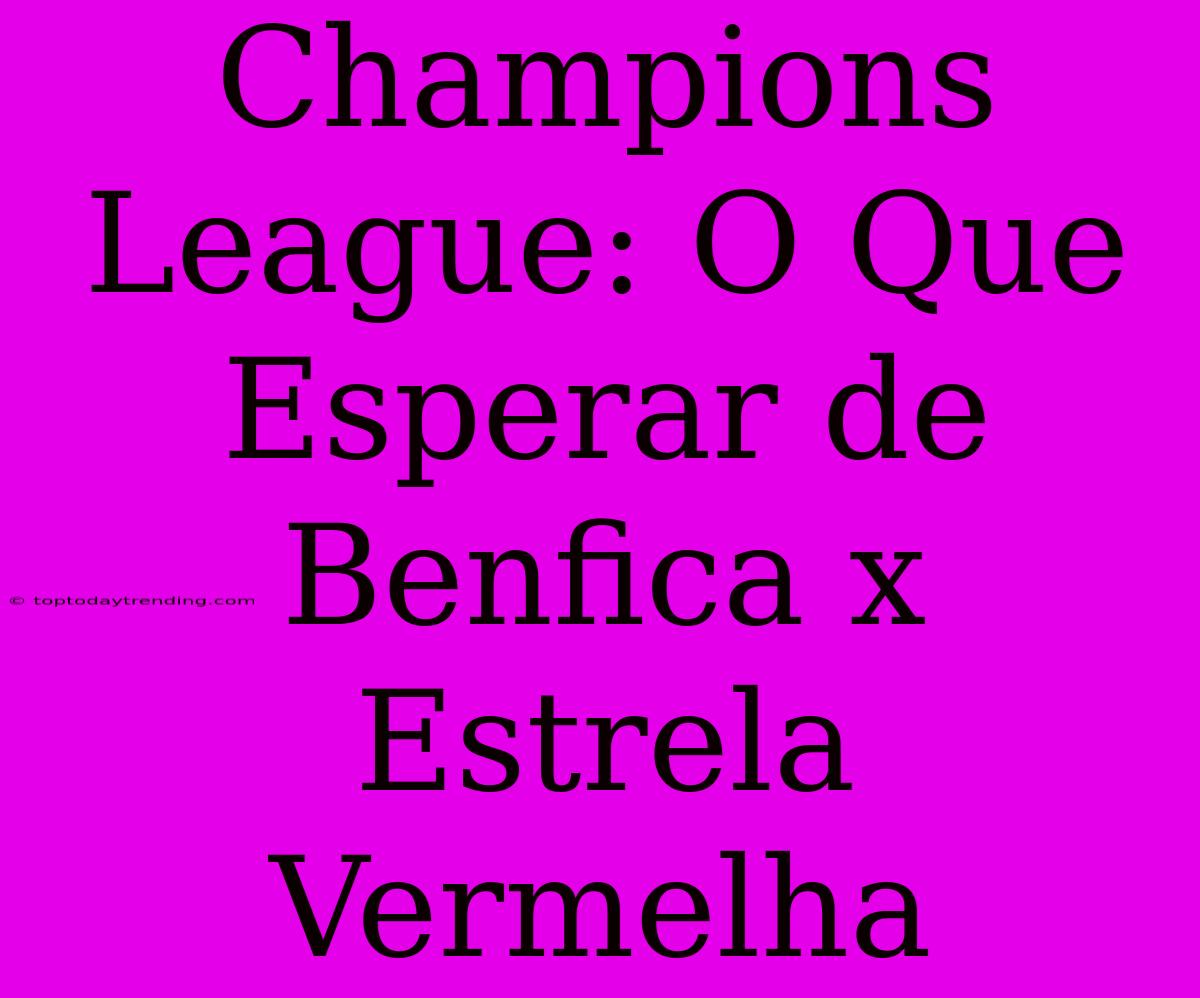 Champions League: O Que Esperar De Benfica X Estrela Vermelha