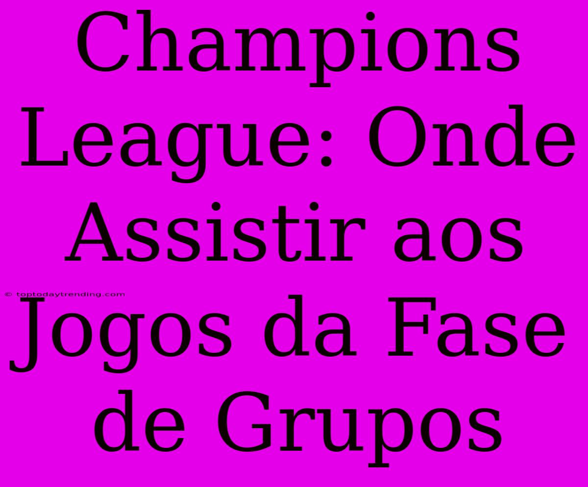 Champions League: Onde Assistir Aos Jogos Da Fase De Grupos