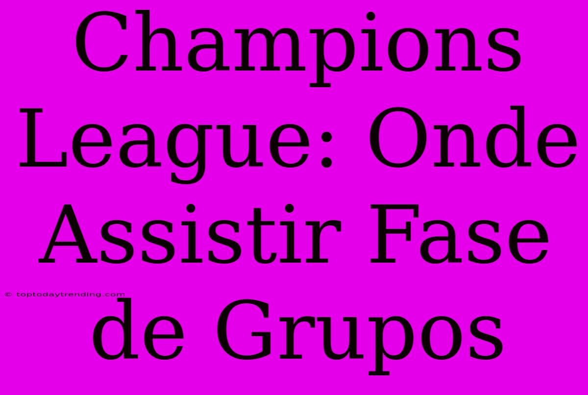 Champions League: Onde Assistir Fase De Grupos