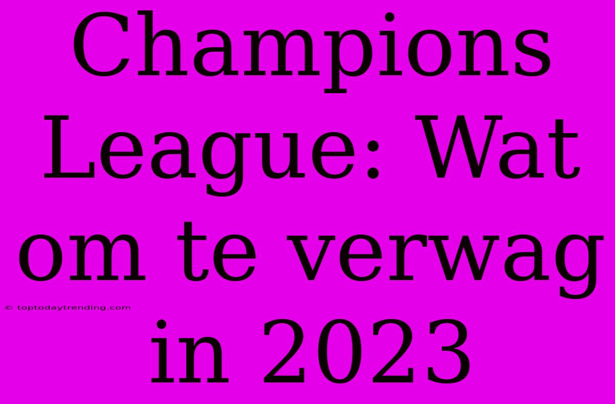 Champions League: Wat Om Te Verwag In 2023