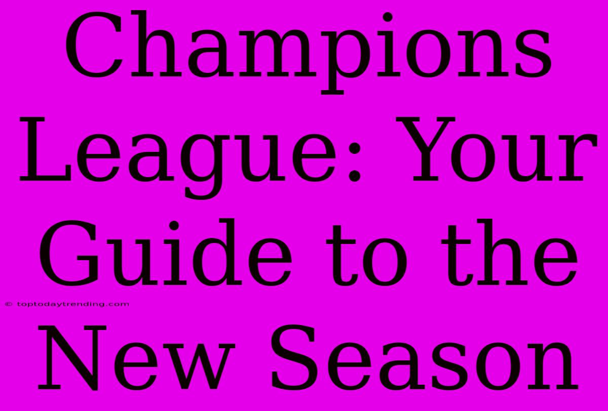 Champions League: Your Guide To The New Season