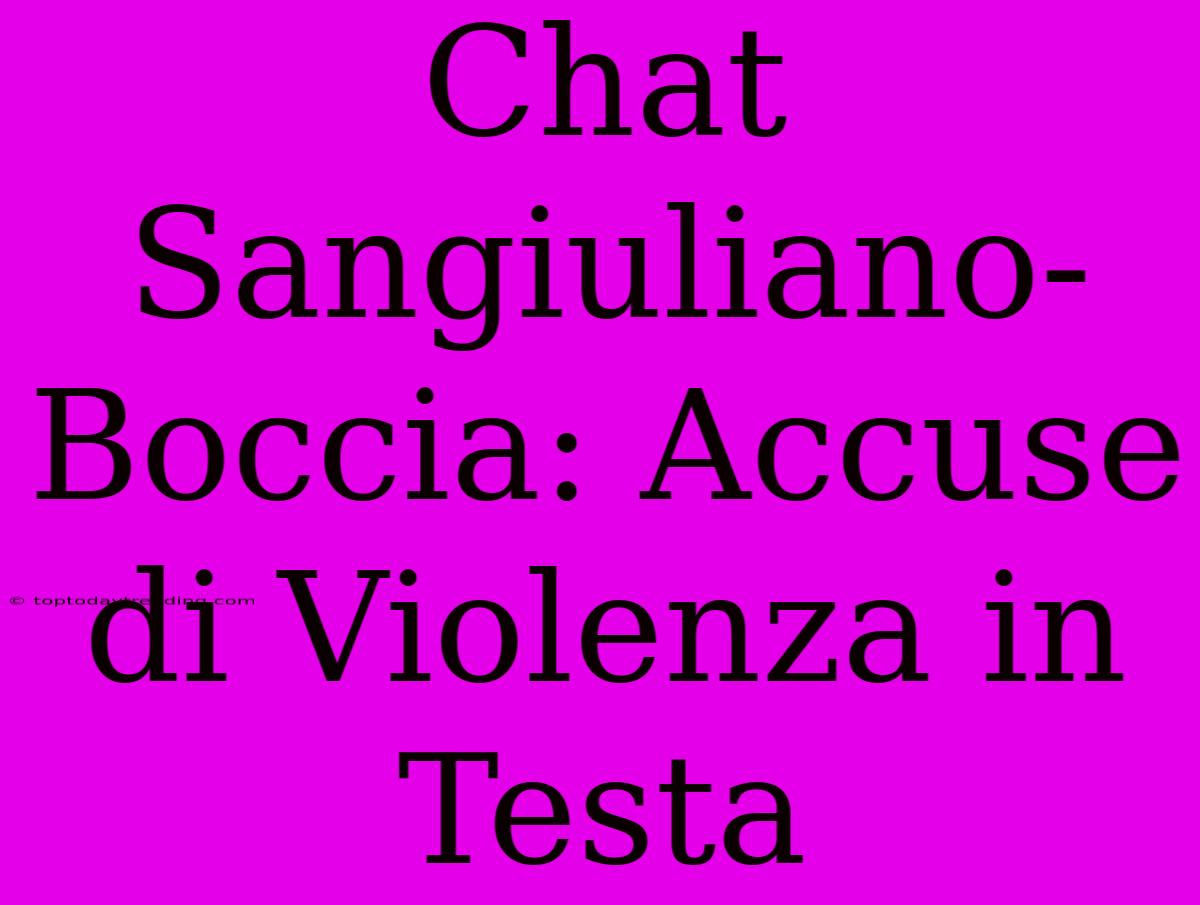 Chat Sangiuliano-Boccia: Accuse Di Violenza In Testa