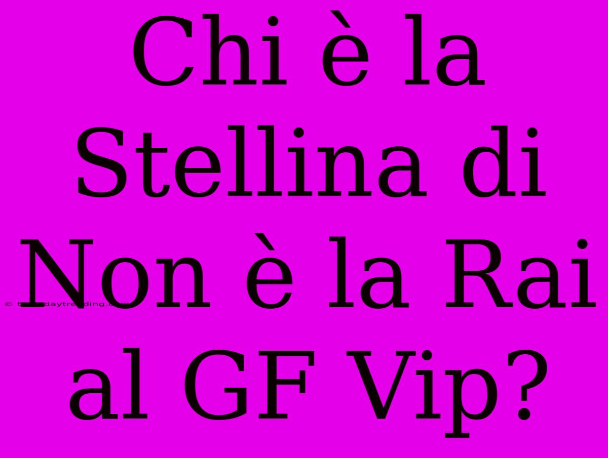 Chi È La Stellina Di Non È La Rai Al GF Vip?