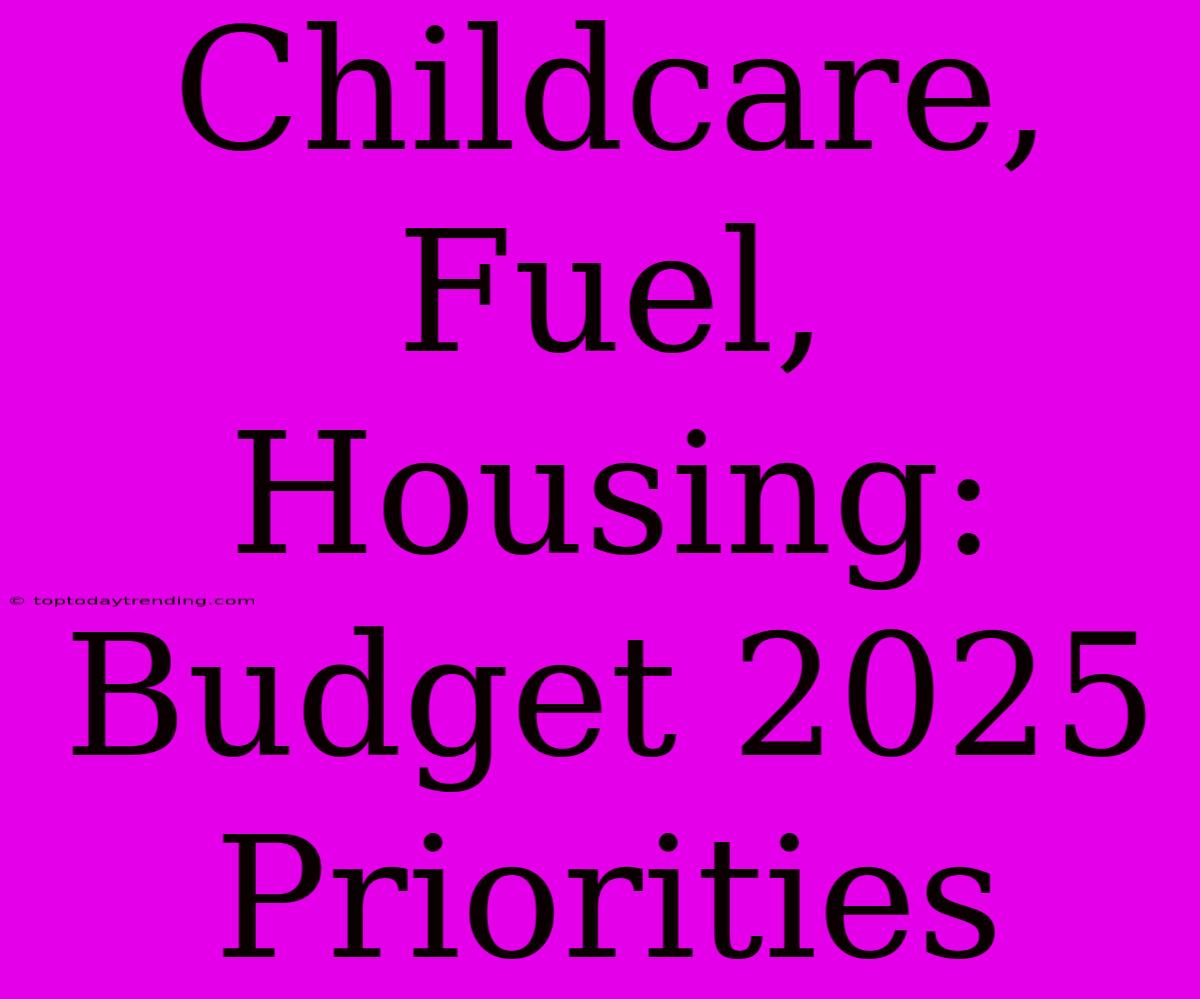 Childcare, Fuel, Housing: Budget 2025 Priorities