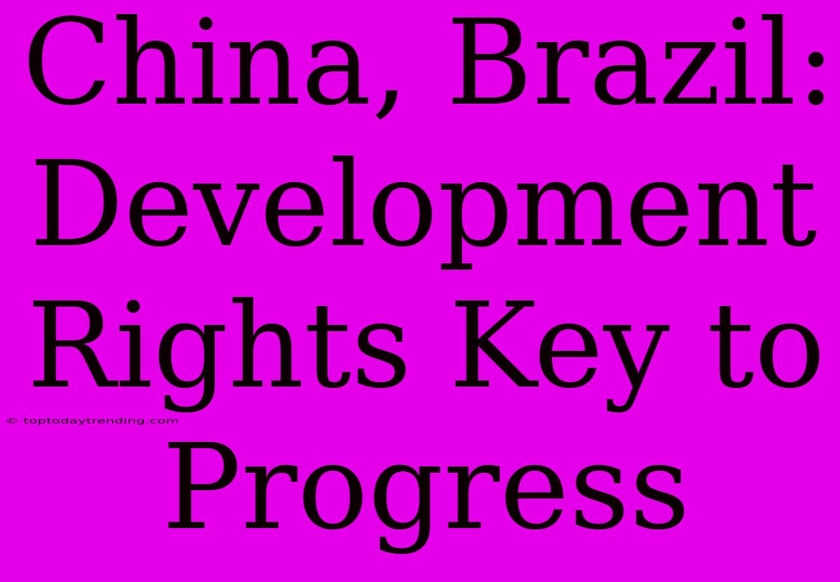 China, Brazil: Development Rights Key To Progress