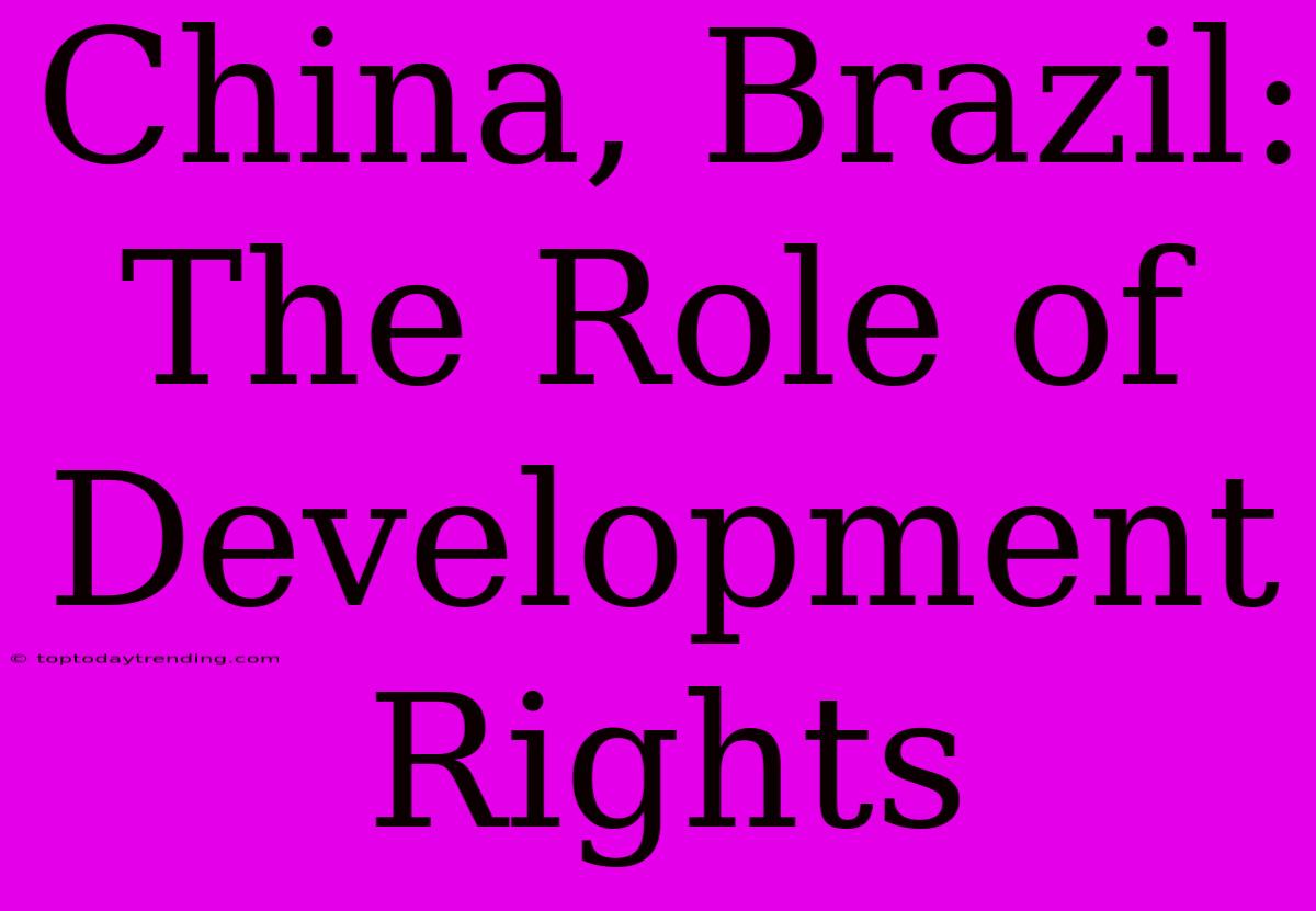 China, Brazil:  The Role Of Development Rights