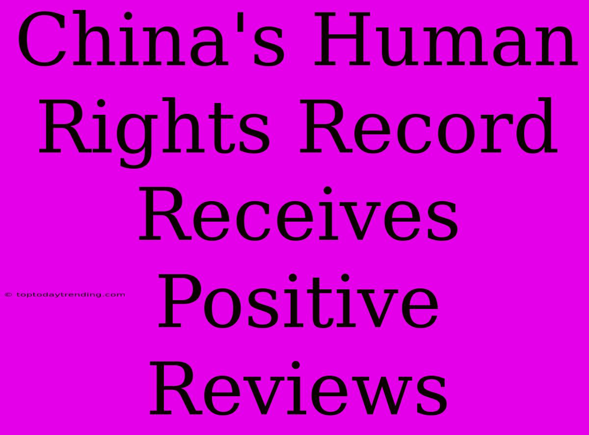 China's Human Rights Record Receives Positive Reviews