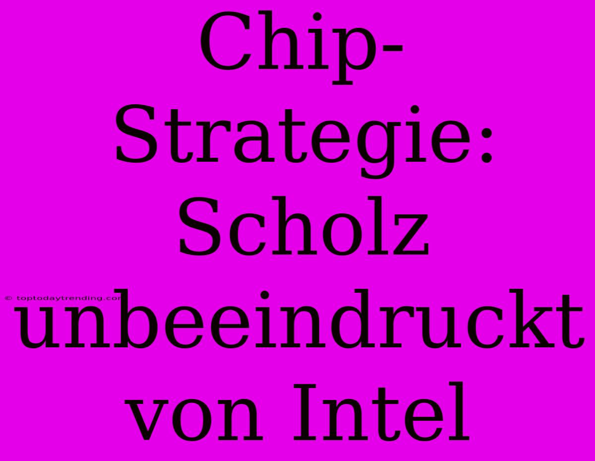 Chip-Strategie: Scholz Unbeeindruckt Von Intel