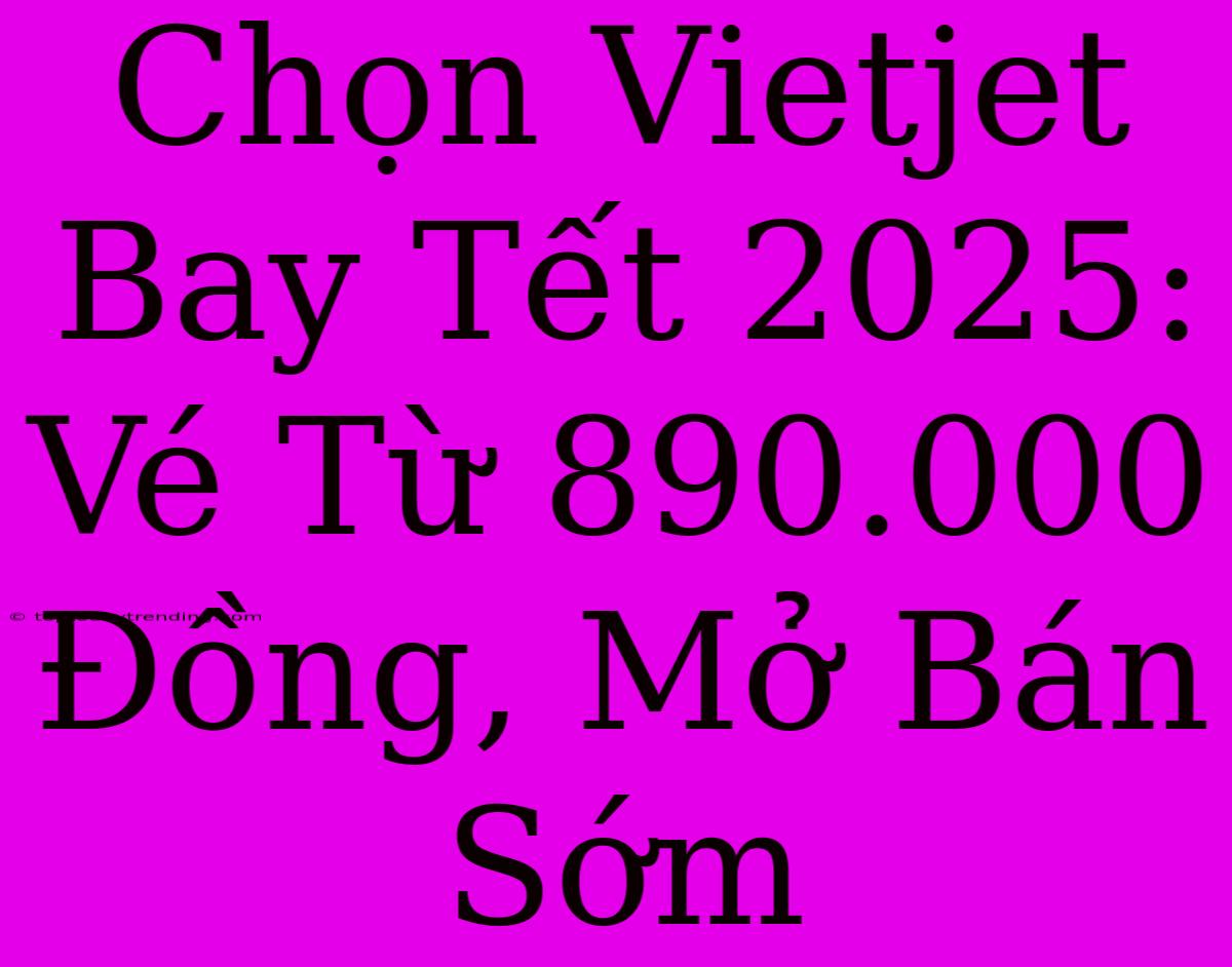 Chọn Vietjet Bay Tết 2025: Vé Từ 890.000 Đồng, Mở Bán Sớm