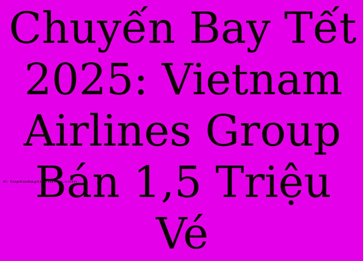 Chuyến Bay Tết 2025: Vietnam Airlines Group Bán 1,5 Triệu Vé