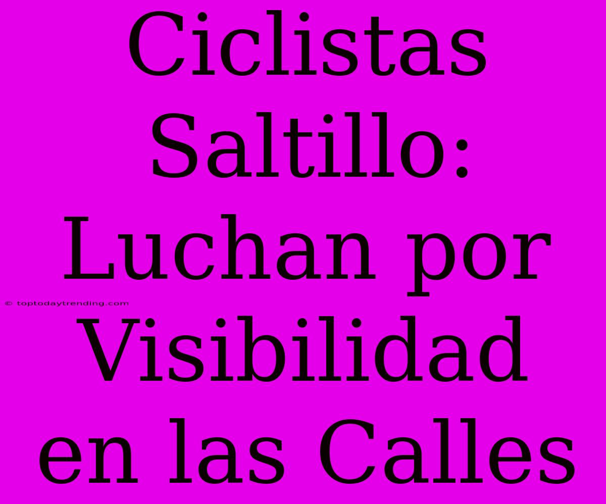 Ciclistas Saltillo: Luchan Por Visibilidad En Las Calles