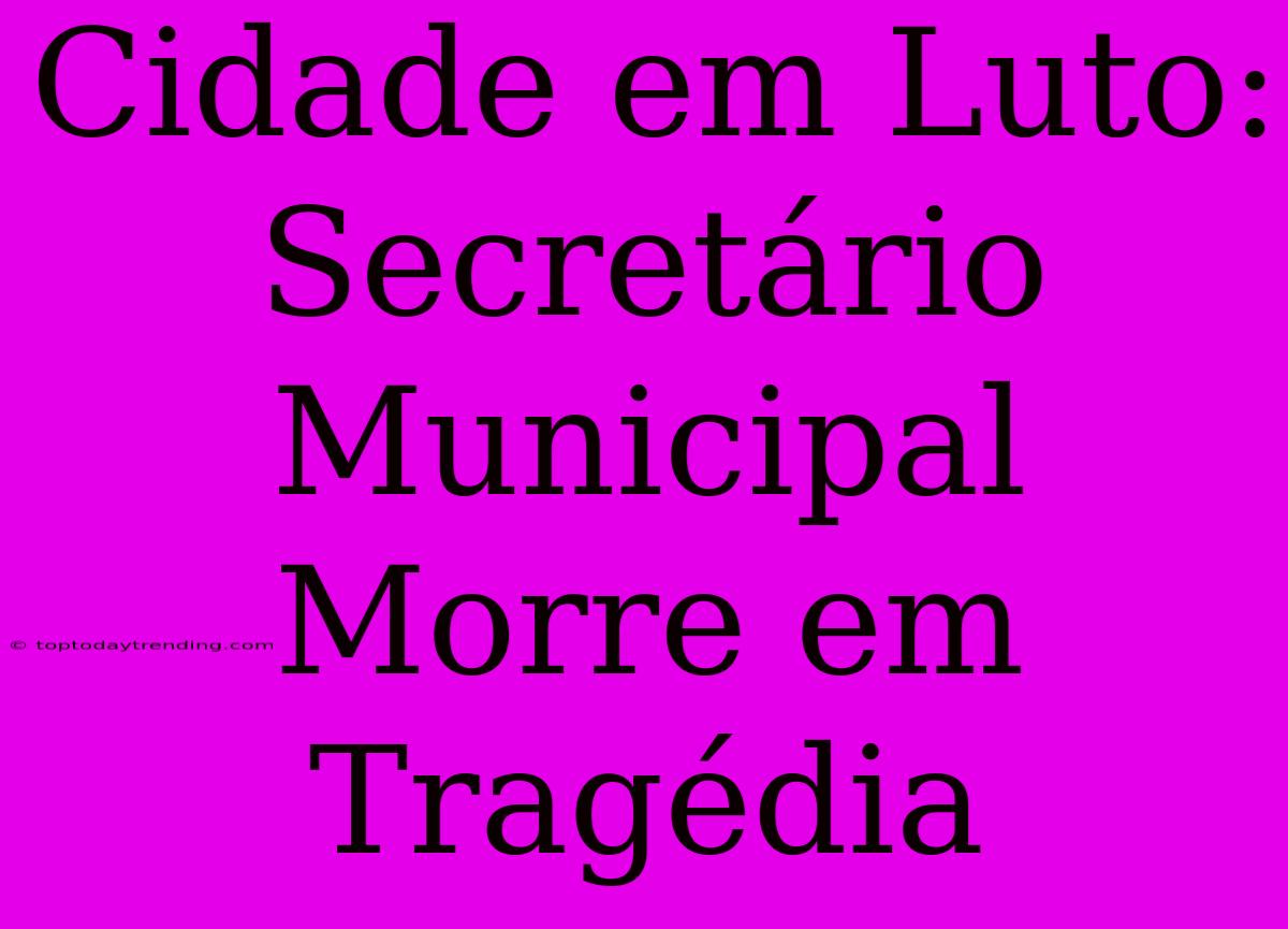 Cidade Em Luto: Secretário Municipal Morre Em Tragédia