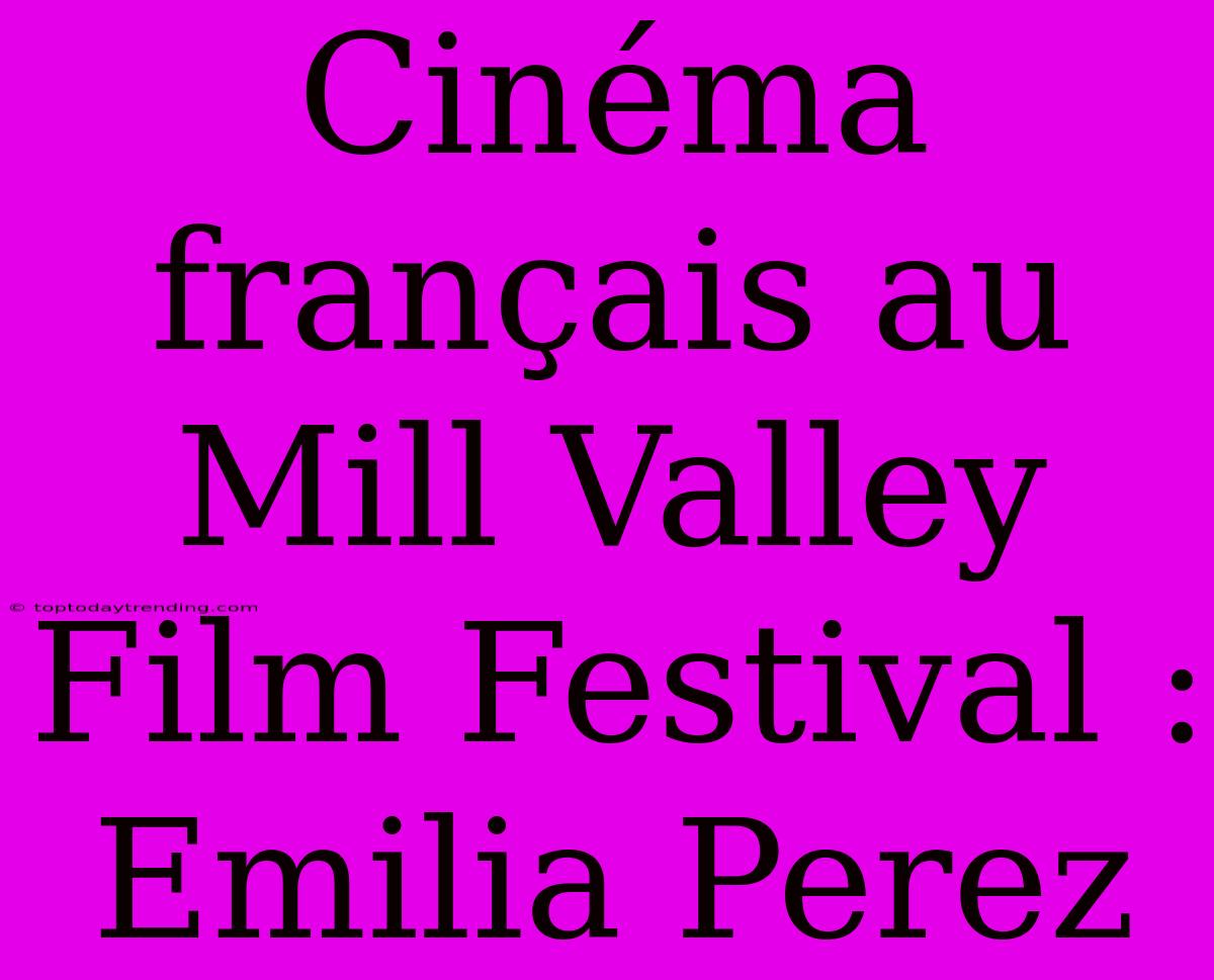 Cinéma Français Au Mill Valley Film Festival : Emilia Perez