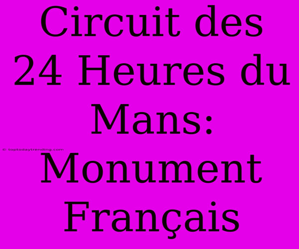 Circuit Des 24 Heures Du Mans: Monument Français