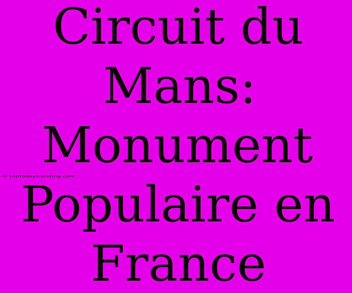 Circuit Du Mans: Monument Populaire En France