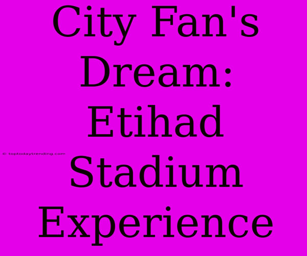 City Fan's Dream: Etihad Stadium Experience