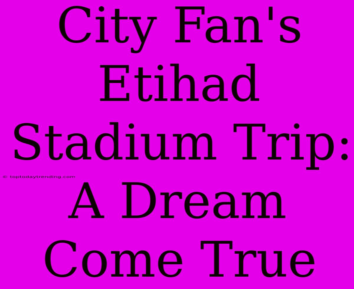 City Fan's Etihad Stadium Trip: A Dream Come True