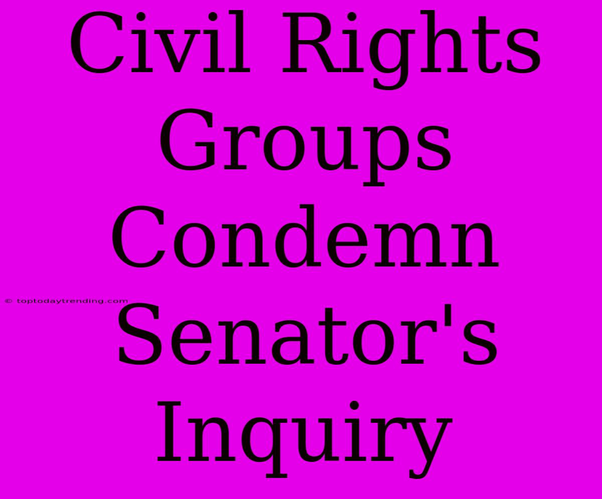 Civil Rights Groups Condemn Senator's Inquiry