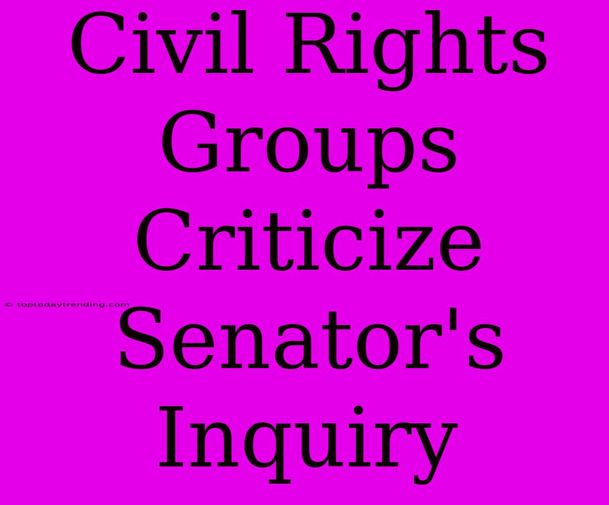 Civil Rights Groups Criticize Senator's Inquiry