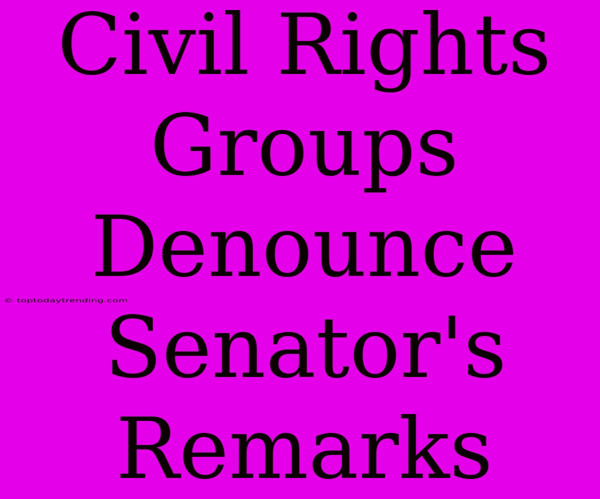 Civil Rights Groups Denounce Senator's Remarks