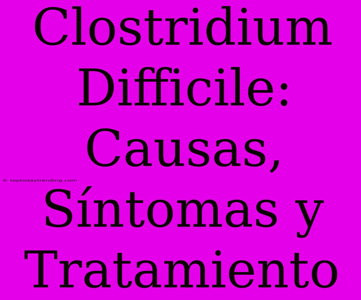 Clostridium Difficile: Causas, Síntomas Y Tratamiento