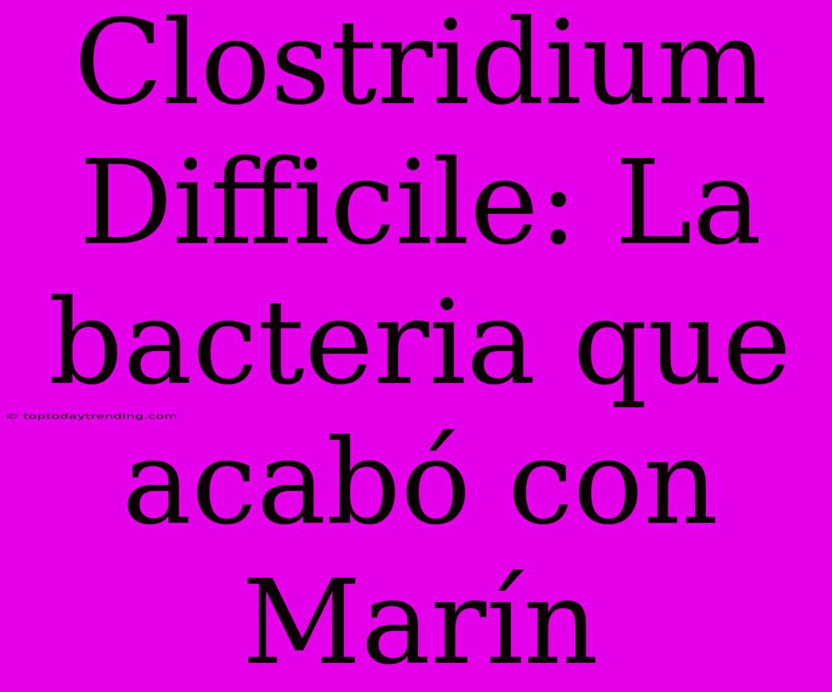 Clostridium Difficile: La Bacteria Que Acabó Con Marín