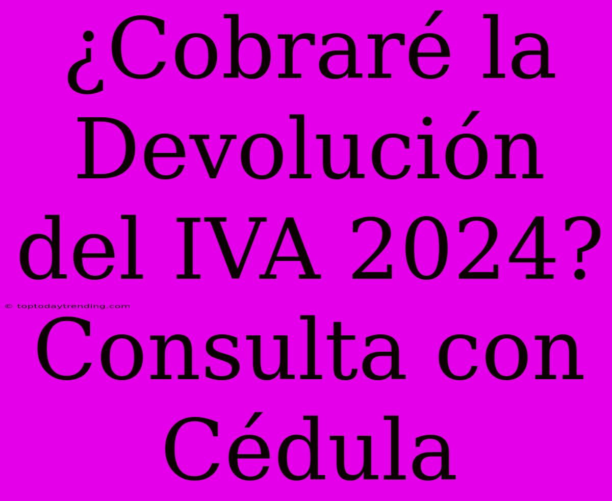 ¿Cobraré La Devolución Del IVA 2024? Consulta Con Cédula