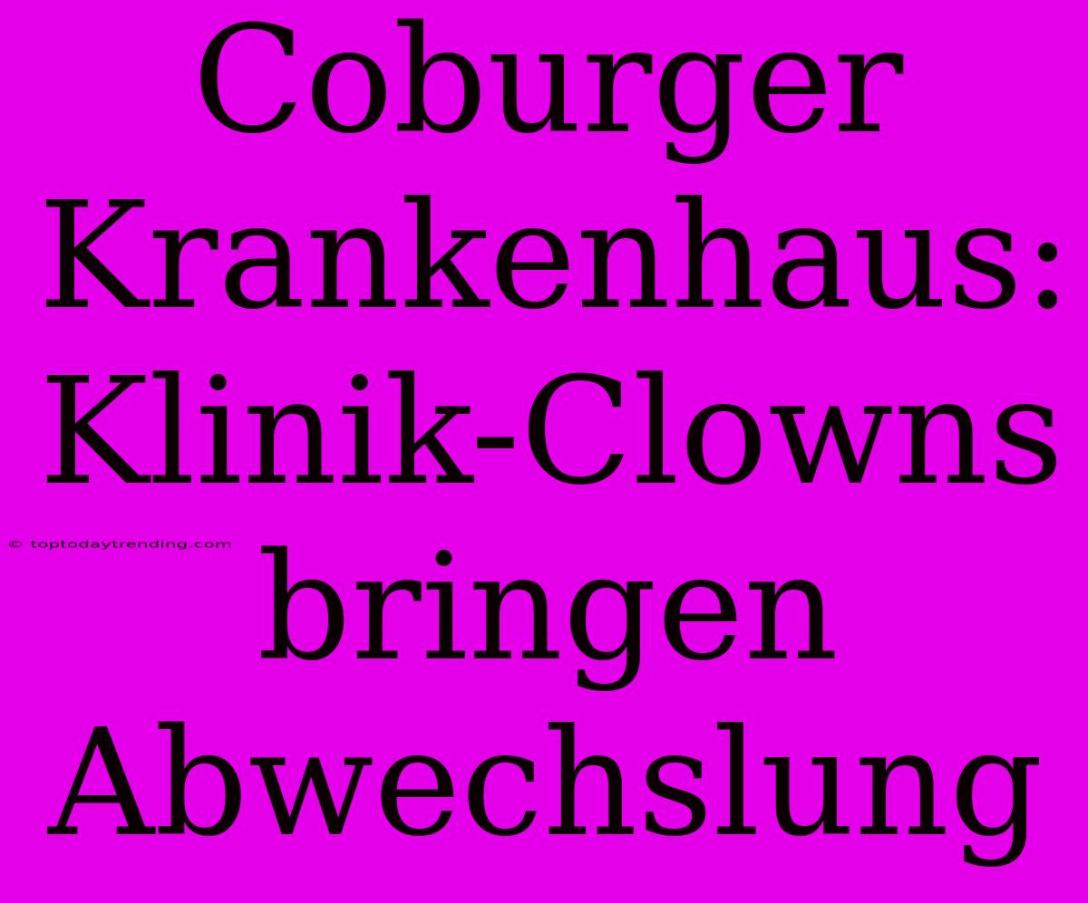 Coburger Krankenhaus: Klinik-Clowns Bringen Abwechslung