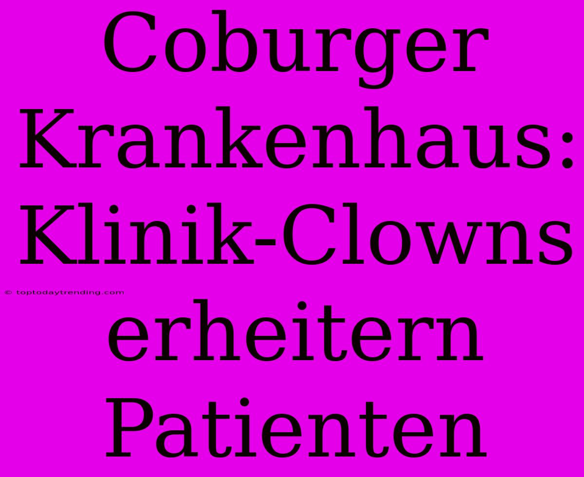 Coburger Krankenhaus: Klinik-Clowns Erheitern Patienten