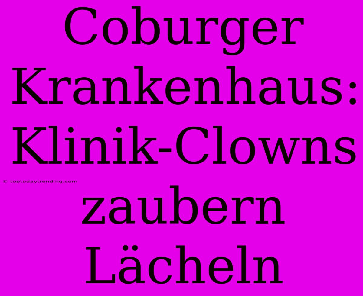 Coburger Krankenhaus: Klinik-Clowns Zaubern Lächeln