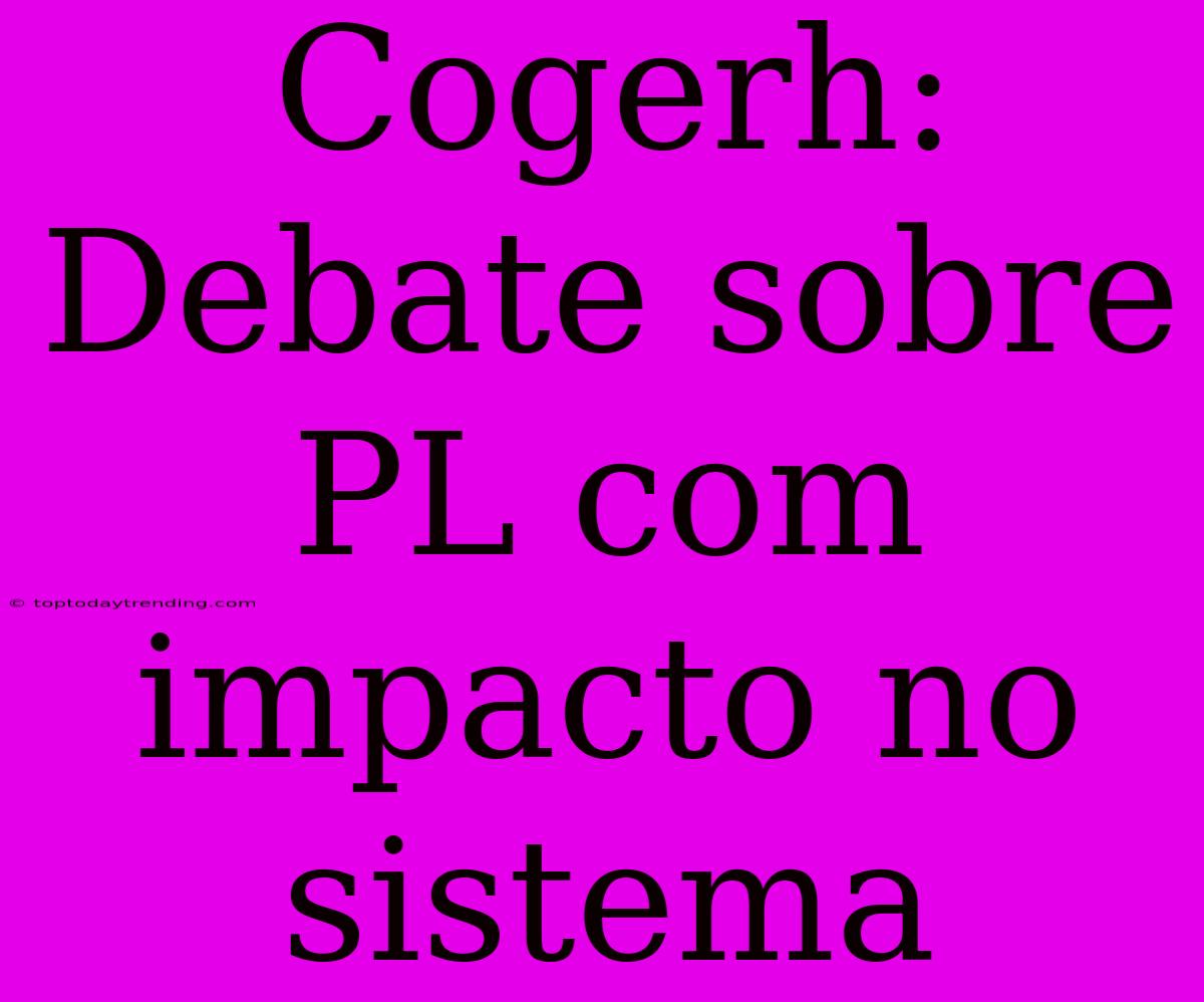 Cogerh: Debate Sobre PL Com Impacto No Sistema