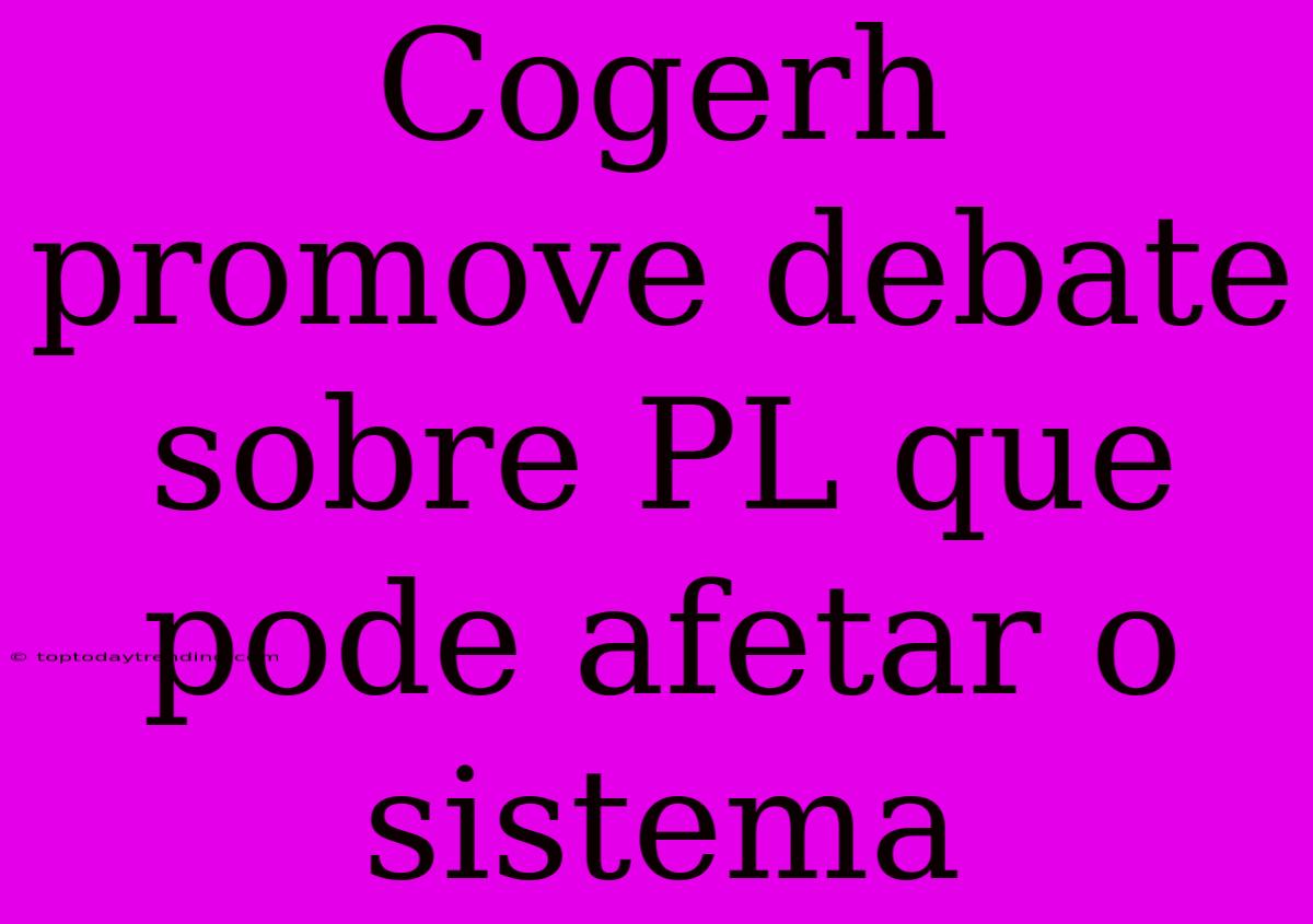 Cogerh Promove Debate Sobre PL Que Pode Afetar O Sistema