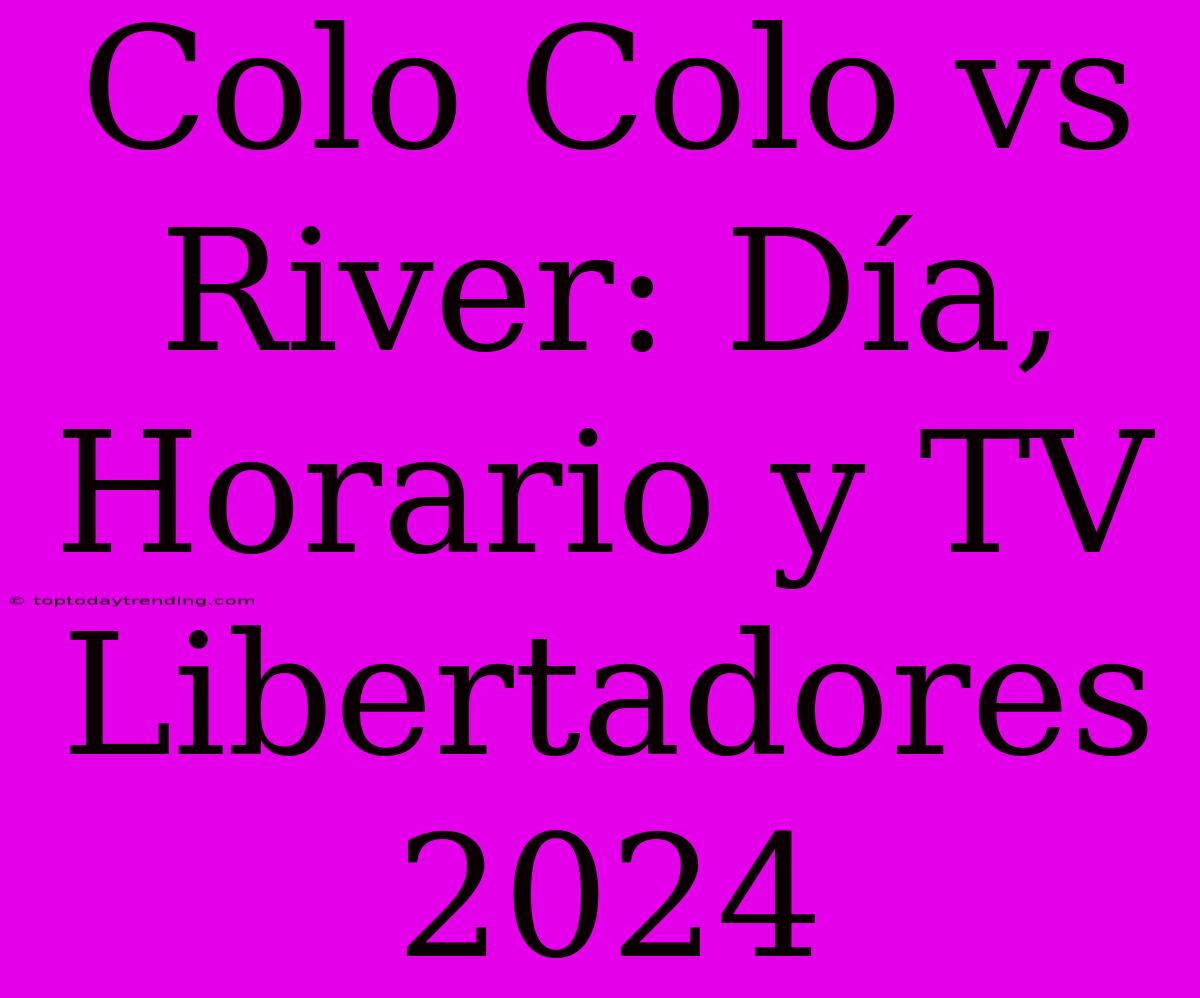 Colo Colo Vs River: Día, Horario Y TV Libertadores 2024