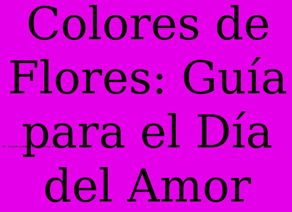 Colores De Flores: Guía Para El Día Del Amor