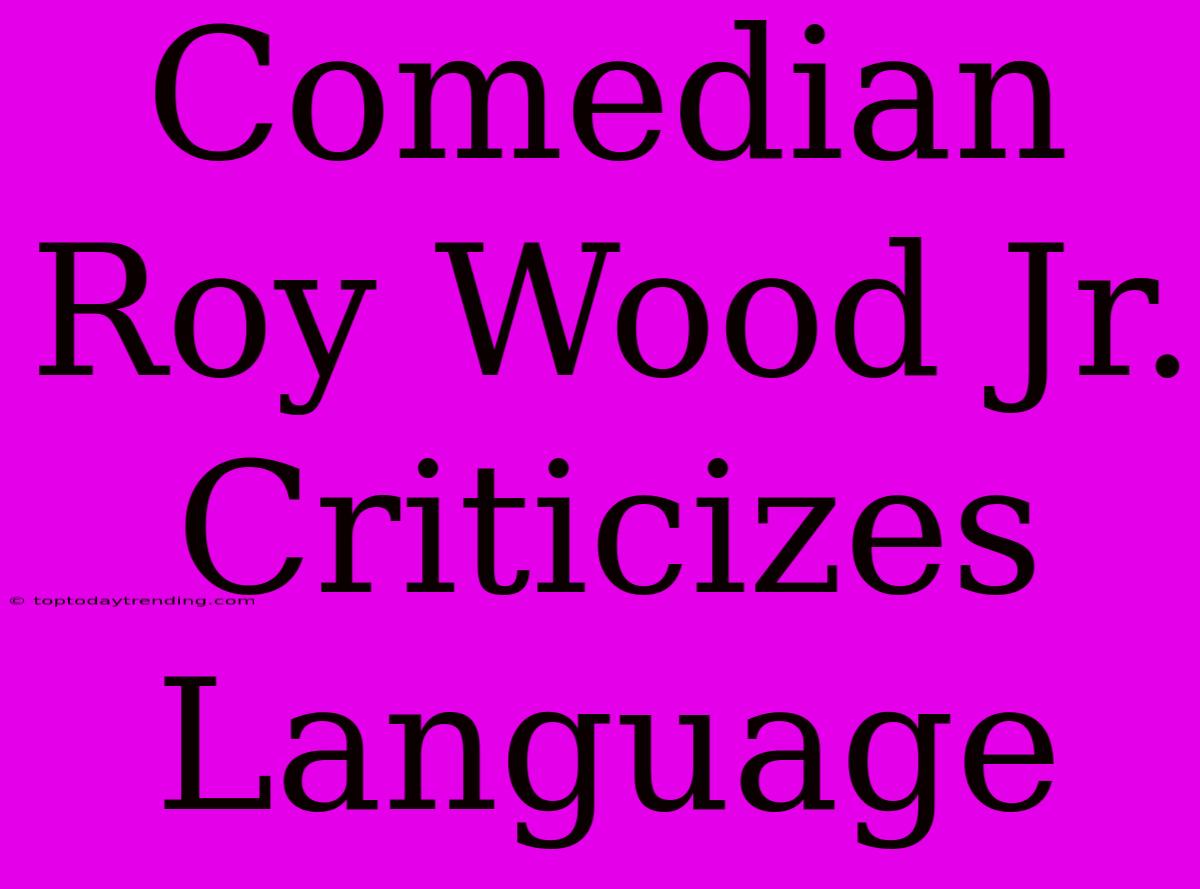 Comedian Roy Wood Jr. Criticizes Language