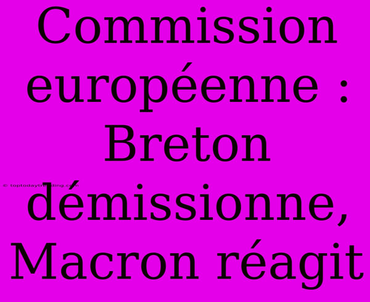 Commission Européenne : Breton Démissionne, Macron Réagit