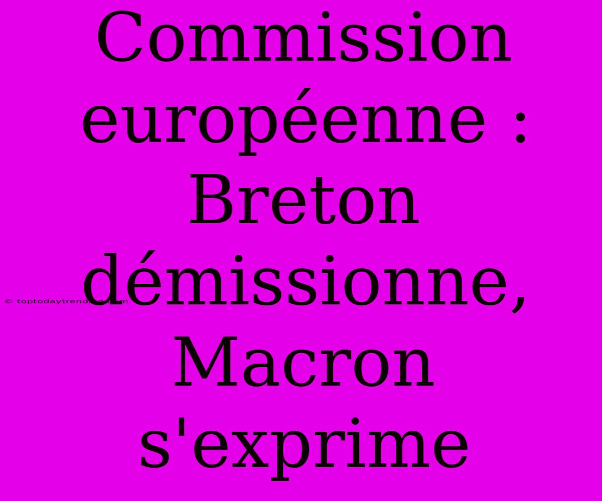 Commission Européenne : Breton Démissionne, Macron S'exprime